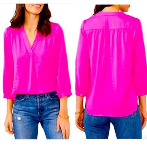 NWOT Vince Camuto Hot Pink Rumple Fabric blouse